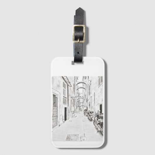 Italiaanse smalle straat bagagelabel (Voorkant (verticaal))