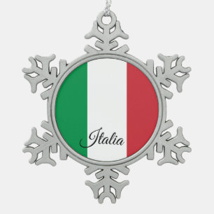 Italiaanse sneeuwvlok, Italiaanse vlag Tin Sneeuwvlok Ornament