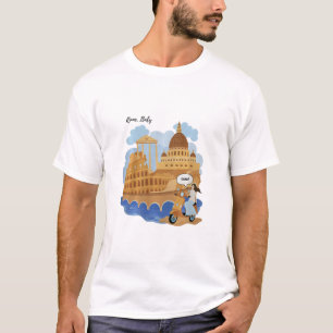 Italiaanse souvenirmeisje op fiets die Ciao zegt - T-shirt