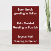 ITALIAANSE, SPAANSE/FRANSE CHRISTMAS WIL U FEESTDAGEN KAART (Voorkant)
