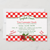 Italiaanse Spaghetti Dinner Invitaton - Rood/Wit Kaart (Voorkant)