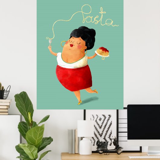 Italiaanse Spaghetti Donna Poster (Thuiskantoor)