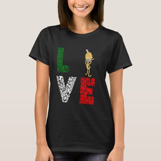 Italiaanse Spaghetti Love Pasta Noodle Cooking Lov T-shirt (Voorkant)