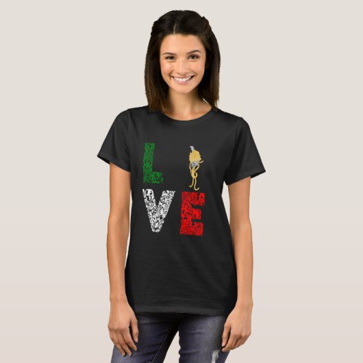 Italiaanse Spaghetti Love Pasta Noodle Cooking Lov T-shirt (Voorkant volledig)