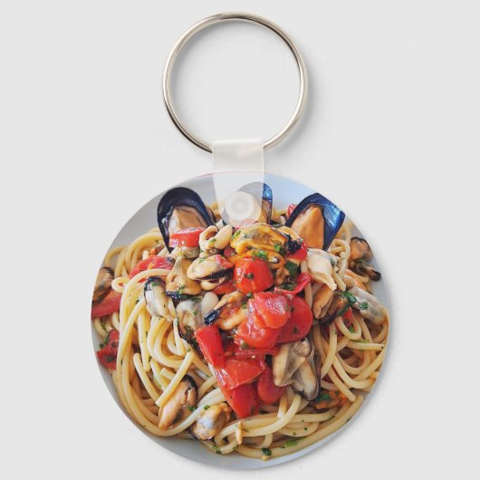 Italiaanse spaghetti met mosselen Sleutelhanger (Voorkant)