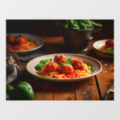 Italiaanse spaghetti pasta gehaktballetjes tomaten raamsticker (Vel)