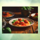 Italiaanse spaghetti pasta gehaktballetjes tomaten raamsticker (Vel 3)