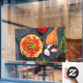 Italiaanse spaghetti tomatensaus Basil Raamsticker (Cafe Raam)
