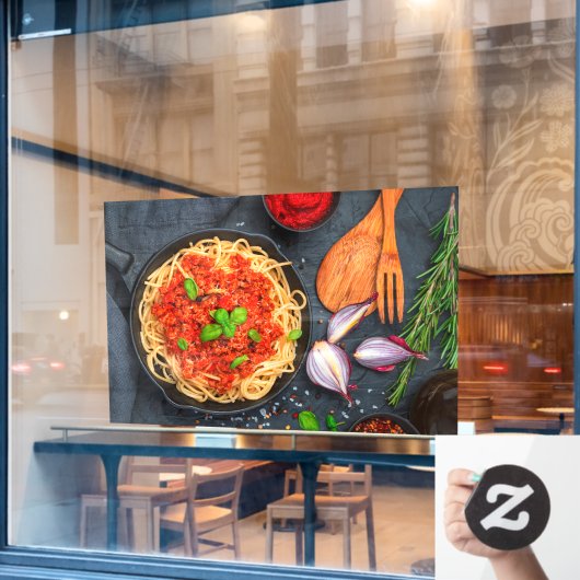 Italiaanse spaghetti tomatensaus Basil Raamsticker (Cafe Raam)