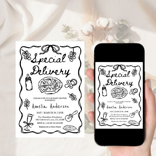 Italiaanse speciale bezorging speelse babyshower kaart