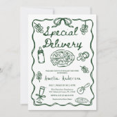 Italiaanse speciale bezorging speelse babyshower kaart (Voorkant)