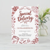 Italiaanse speciale bezorging speelse babyshower u bedankkaart (Staand voorkant)