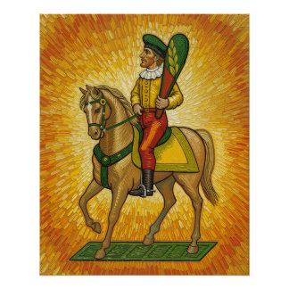 Italiaanse speelkaarten - Cavalier van Klaveren, S Perfect Poster