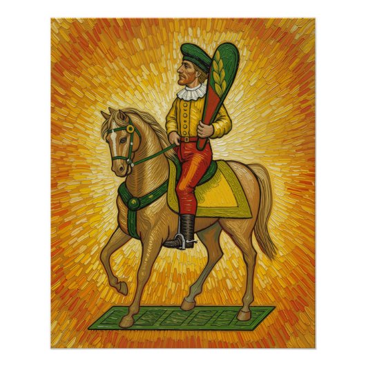 Italiaanse speelkaarten - Cavalier van Klaveren, S Perfect Poster (Voorkant)