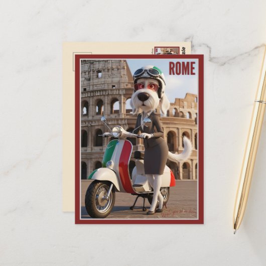 Italiaanse Spinone Rome Briefkaart (Voorkant / Achterkant in situ)