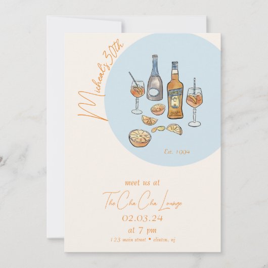 Italiaanse Spritz verjaardagsuitnodiging Kaart (Voorkant)