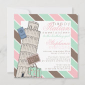 Italiaanse Spumoni Leaning Tower Sweet 16 Birthday Kaart (Voorkant)