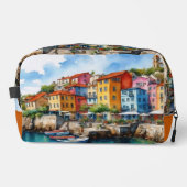 Italiaanse stad Scape Village en houten boten Toilettasje (Voorkant)