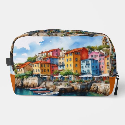 Italiaanse stad Scape Village en houten boten Toilettasje (Voorkant)