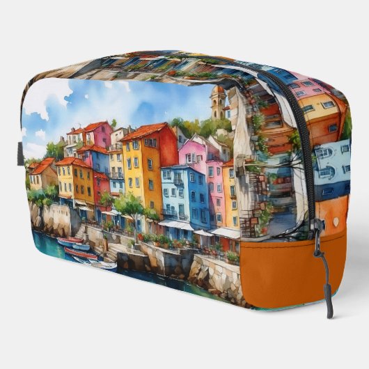 Italiaanse stad Scape Village en houten boten Toilettasje (Rechterhoek)