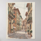 Italiaanse steeg waterverf architectuur straat poster (Voorkant)