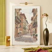 Italiaanse steeg waterverf architectuur straat poster