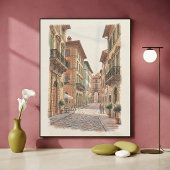 Italiaanse steeg waterverf architectuur straat poster