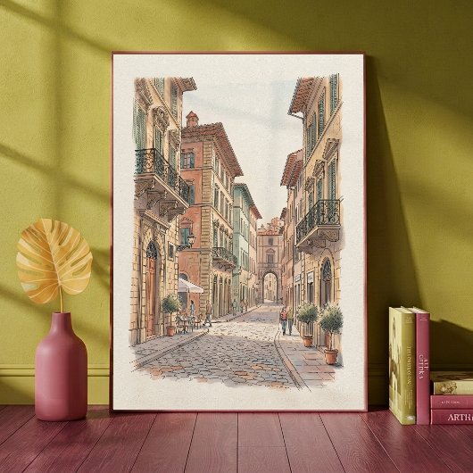 Italiaanse steeg waterverf architectuur straat poster