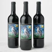 Italiaanse Sterrennacht van Greyhound Whippet Dog  Wijn Etiket (Flessen)