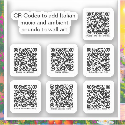 Italiaanse Stickers voor muziek en geluiden QR-cod (Voorkant)