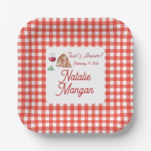 Italiaanse Stijl Amore 2 Bruidsmeisjesfeest Papieren Bordje (Voorkant)