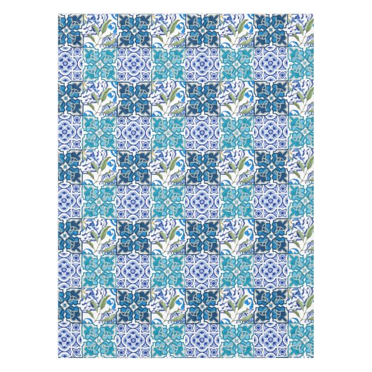 Italiaanse stijl, blauwe tegels tafelkleed (Voorkant)