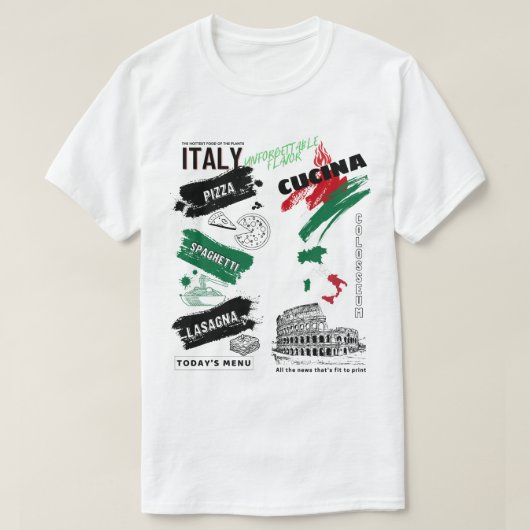 Italiaanse stijl CuisineHiphop Streetstyle T-Shirt (Design voorkant)