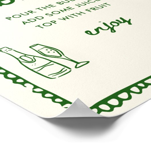 Italiaanse stijl Groene Hand getekend Mimosa Bar Poster (Hoek)