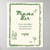 Italiaanse stijl Groene Hand getekend Mimosa Bar Poster (Voorkant)