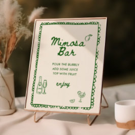 Italiaanse stijl Groene Hand getekend Mimosa Bar Poster