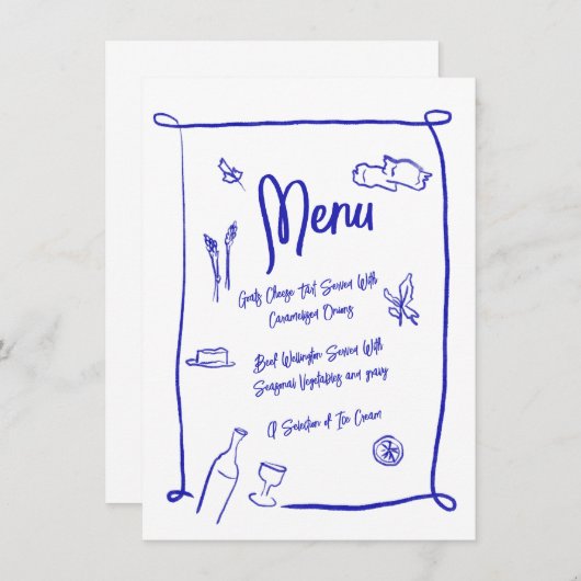 Italiaanse stijl Hand getrokken krabbelpartij menu (Voorkant / Achterkant)