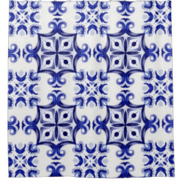 Italiaanse stijl,majolica,tegels, douchegordijn