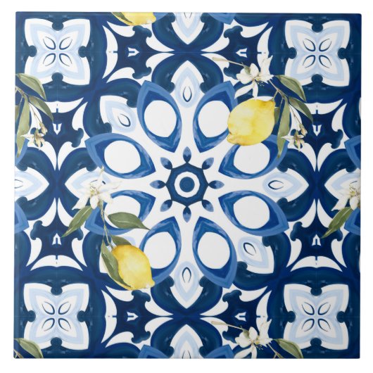 Italiaanse stijl, mediterraan, majolica, citroen, tegeltje (Voorkant)