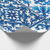 Italiaanse stijl, Mediterraan, mozaïek, blauw, Cadeaupapier (Hoek)