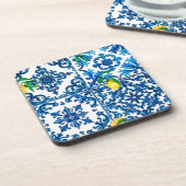 Italiaanse stijl, Mediterraan, mozaïek, blauw, cit Bier Onderzetter (Linkerzijde)