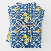 Italiaanse stijl, Mediterraan, mozaïek, blauw, cit Inpakpapier Vel (In situ)