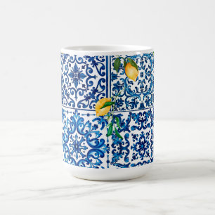 Italiaanse stijl, Mediterraan, mozaïek, blauw, cit Koffiemok