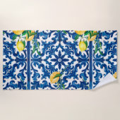 Italiaanse stijl, Mediterraan, mozaïek, blauw, cit Strandlaken (Voorkant)