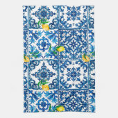 Italiaanse stijl, Mediterraan, mozaïek, blauw, cit Theedoek (Verticaal)