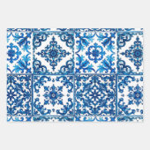 Italiaanse stijl, Mediterraan, mozaïek, blauw, Inpakpapier Vel (Voorkant 3)