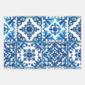 Italiaanse stijl, Mediterraan, mozaïek, blauw, Inpakpapier Vel (Voorkant 2)