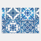 Italiaanse stijl, Mediterraan, mozaïek, blauw, Inpakpapier Vel (Voorkant)