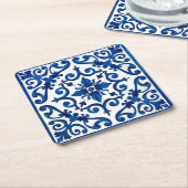 Italiaanse stijl, Mediterraan, mozaïek, blauw, Kartonnen Onderzetters (Schuin)