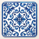 Italiaanse stijl, Mediterraan, mozaïek, blauw, Kartonnen Onderzetters (Voorkant)